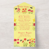 かわいいのまわりにフローラ水色ベビーシャワーすべて オールインワン招待状 (内側)