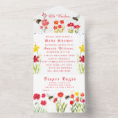 かわいいのまわりにフローラ水色ベビーシャワー オールインワン招待状 (内側)