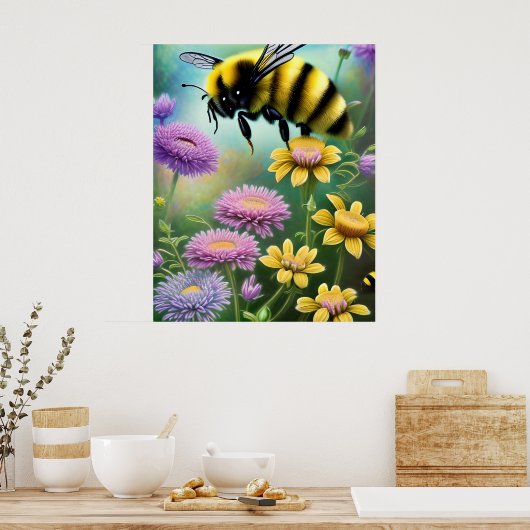 かわいいのまわりにフローラ自然アート ポスター (キッチン)