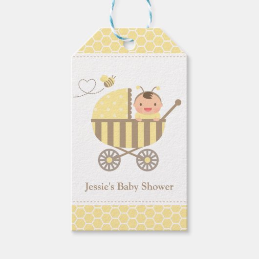 かわいいのまわりにベビーカー赤ちゃんシャワーラベル ギフトタグ (正面)