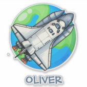 かわいいのまわりに宇宙船 シール (正面)