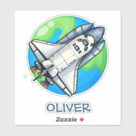 かわいいのまわりに宇宙船 シール