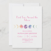 かわいいのまわりに第1回お月さま1回目の誕生日 招待状 (正面)