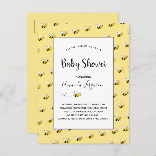 かわいいのまわりに黄色の赤ちゃんシャワー ポストカード (正面/裏面)