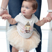 かわいいのまわりに(花と茶色の帽子) ベビーボディスーツ