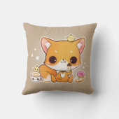 かわいいのアイスクリームを持つかわいいチビ（小さくかわいく書いた感じ）の孤 クッション (裏面)