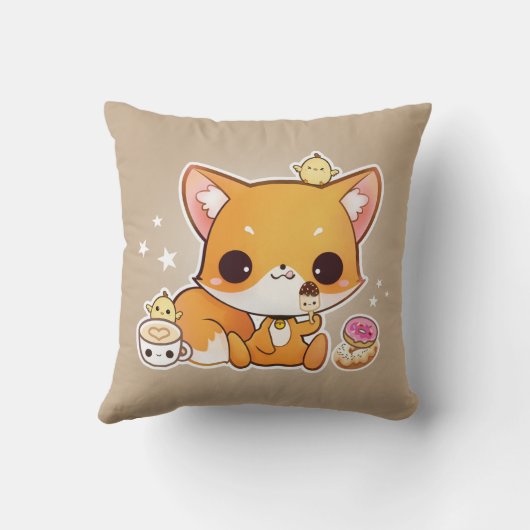 かわいいのアイスクリームを持つかわいいチビ（小さくかわいく書いた感じ）の孤 クッション (裏面)