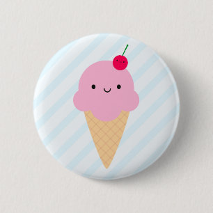 かわいいのアイスクリームコーン 缶バッジ