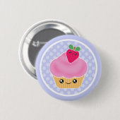 かわいいのカップケーキのいちご 缶バッジ (正面&裏面)