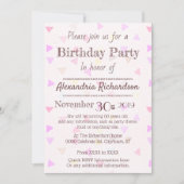 かわいいのカップケーキのハートのピンク 招待状 (正面)