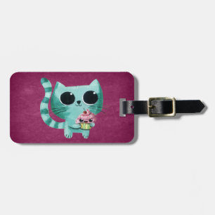 かわいいのカップケーキを持つかわいい子猫猫 ラゲッジタグ