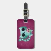 かわいいのカップケーキを持つかわいい子猫猫 ラゲッジタグ (正面縦)