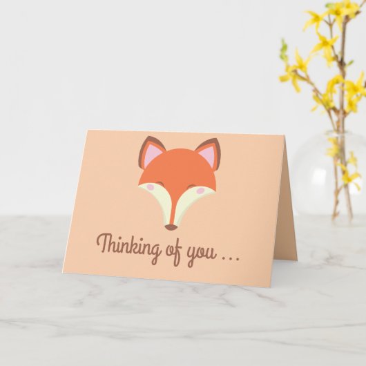 かわいいのキツネ-あなたの考えること カード (黄色い花)