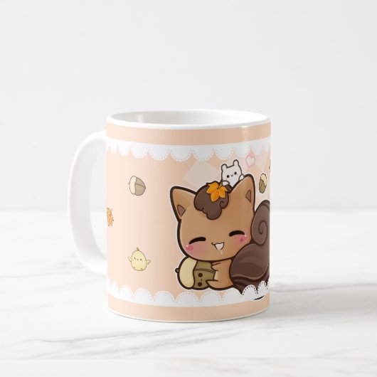 かわいいのクリを持つかわいいチビ（小さくかわいく書いた感じ）のリス コーヒーマグカップ (正面左)