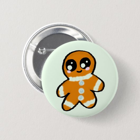 かわいいのクリスマスのジンジャーブレッドマン 缶バッジ (正面&裏面)