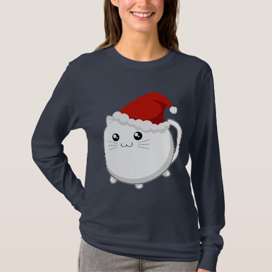 かわいいのクリスマスの子猫猫 Tシャツ (正面)