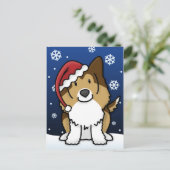 かわいいのシェットランド・シープドッグのクリスマスの郵便はがき シーズンポストカード (スタンド正面)