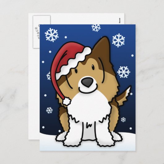 かわいいのシェットランド・シープドッグのクリスマスの郵便はがき シーズンポストカード (正面/裏面)