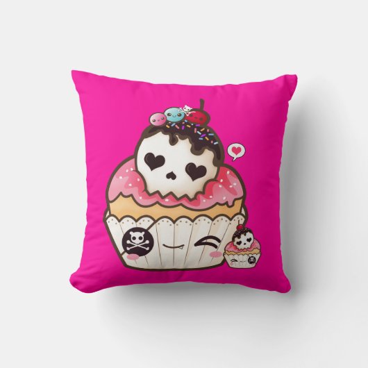 かわいいのスカルのカップケーキ クッション (正面)