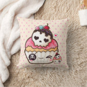 かわいいのスカルのカップケーキ クッション (ブランケット)