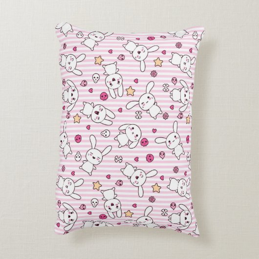 かわいいのストライプなパターン アクセントクッション (裏面(縦))