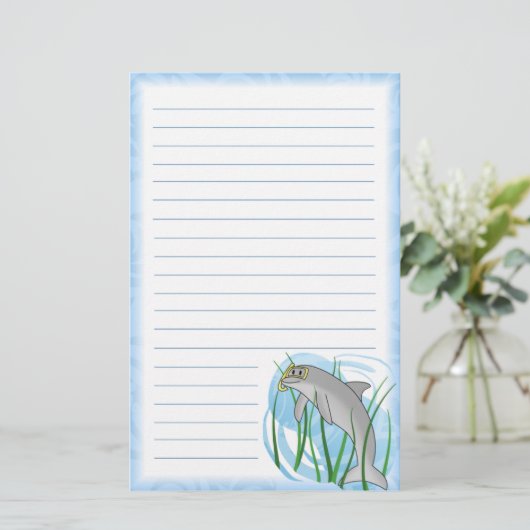 かわいいのスノーケルのイルカの文房具 便箋 (スタンド正面)