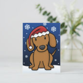 かわいいのダックスフントのクリスマスの郵便はがき(赤い) シーズンポストカード (スタンド正面)