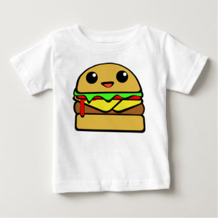 かわいいのチーズバーガーのキャラクター ベビーTシャツ