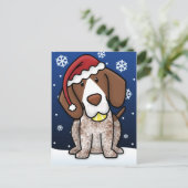 かわいいのドイツ人のShorthairのポインターのクリスマスの郵便はがき シーズンポストカード (スタンド正面)