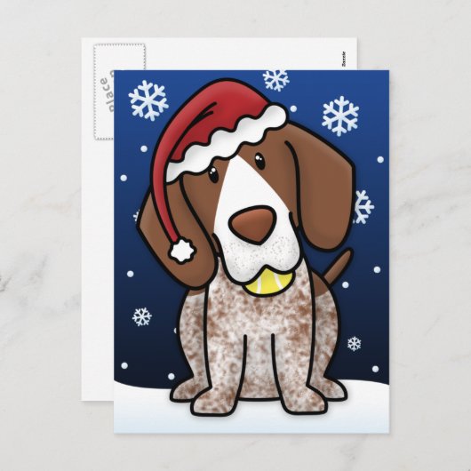 かわいいのドイツ人のShorthairのポインターのクリスマスの郵便はがき シーズンポストカード (正面/裏面)