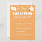 かわいいのハロウィーンまたはベビーシャワーゲームの下 招待状 (正面)