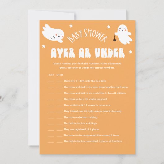 かわいいのハロウィーンまたはベビーシャワーゲームの下 招待状 (正面)