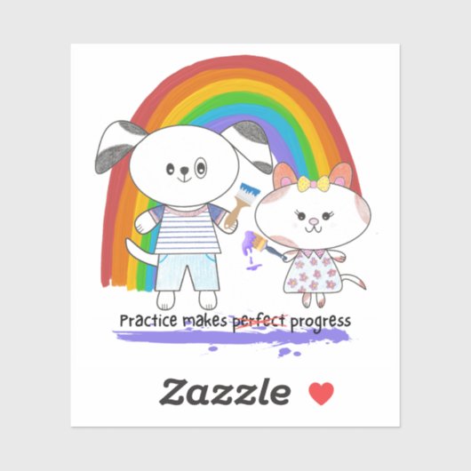 かわいいのバックアップと子猫の実践が進む シール (シート)