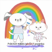 かわいいのバックアップと子猫の実践が進む シール (正面)