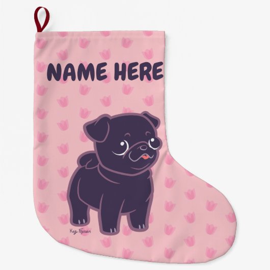 かわいいのパグ ラージクリスマスストッキング (正面)