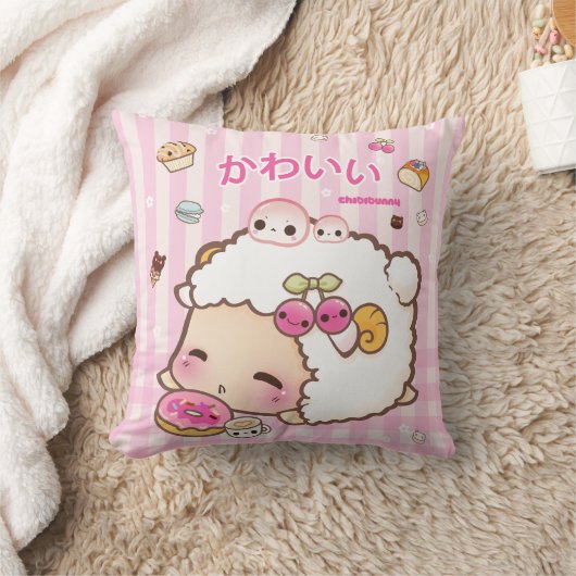 かわいいのヒツジおよびかわいいドーナツ クッション (ブランケット)