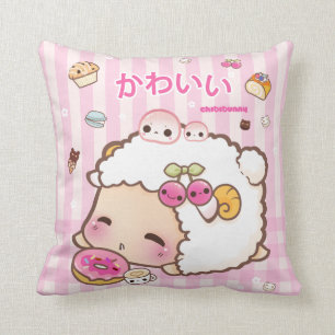 かわいいのヒツジおよびかわいいドーナツ クッション
