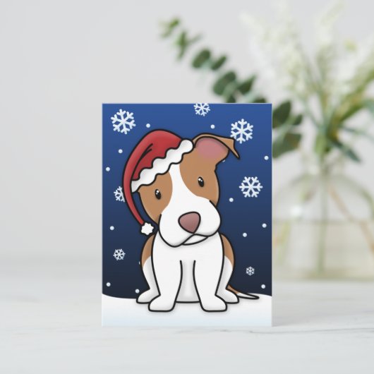 かわいいのピット・ブルのクリスマスの郵便はがき シーズンポストカード (スタンド正面)