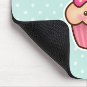 かわいいのピンクのカップケーキおよびかわいく真新しく青い水玉模様 マウスパッド (コーナー)