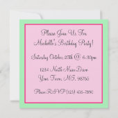 かわいいのピンクのカップケーキのバースデーパーティ招待状 招待状 (裏面)