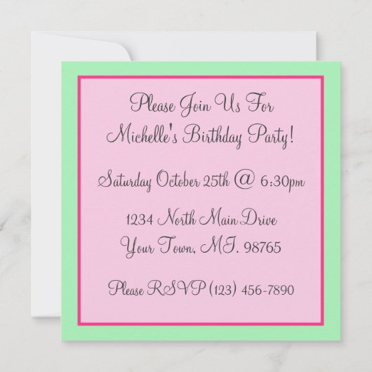 かわいいのピンクのカップケーキのバースデーパーティ招待状 招待状 (裏面)