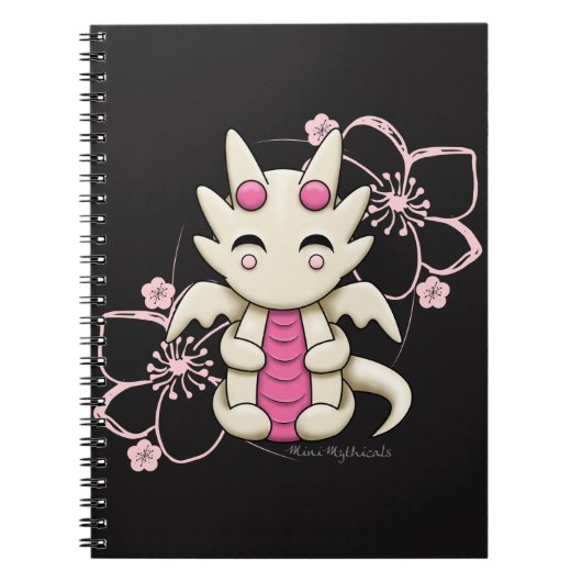 かわいいのピンクのドラゴンの螺線形ノート ノートブック (正面)