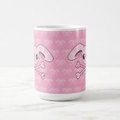かわいいのピンクのバニーのスカル コーヒーマグカップ (中央)