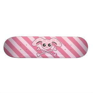 かわいいのピンクのバニーのスカル スケートボード