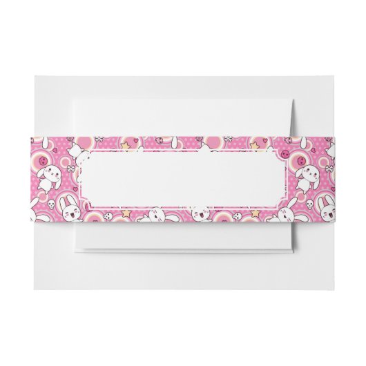 かわいいのピンクパターン 招待状ベリーバンド (正面例)