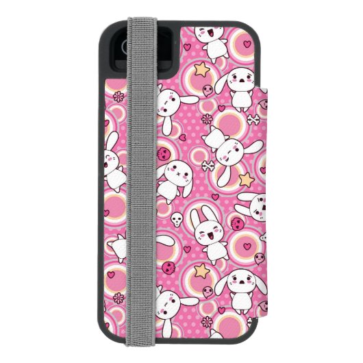 かわいいのピンクパターン INCIPIO iPhoneウォレットケース (フォリオ裏面)