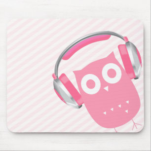 かわいいのフクロウw/Headphones マウスパッド