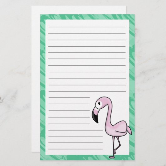 かわいいのフラミンゴの文房具 便箋 (正面/裏面)