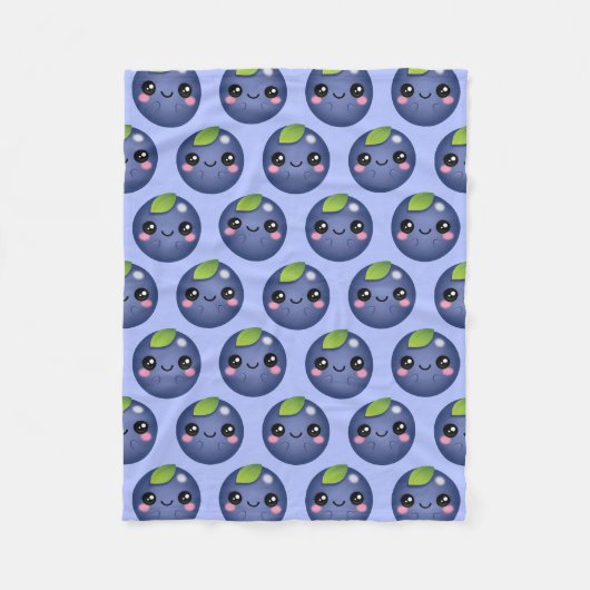 かわいいのブルーベリー フリースブランケット (正面)