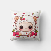 かわいいのベビーのヒツジおよびかわいいさくらんぼ クッション (正面)
